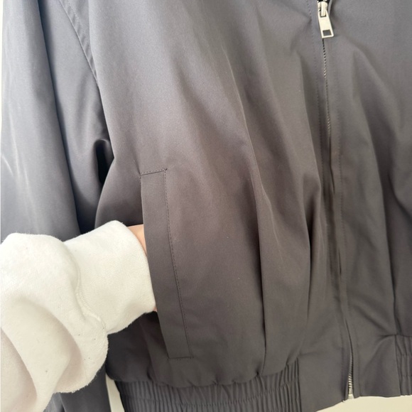ZARA Womens Gray S/XS Bomber Jacket Charcoal Pleated Zip-Up Collared Water Repel - Picture 5 of 13